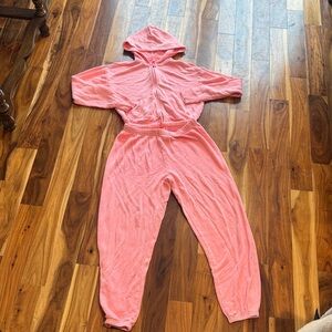 Skims Neon Bubblegum Pink Modal & Cotton Extra Small Sweat Set